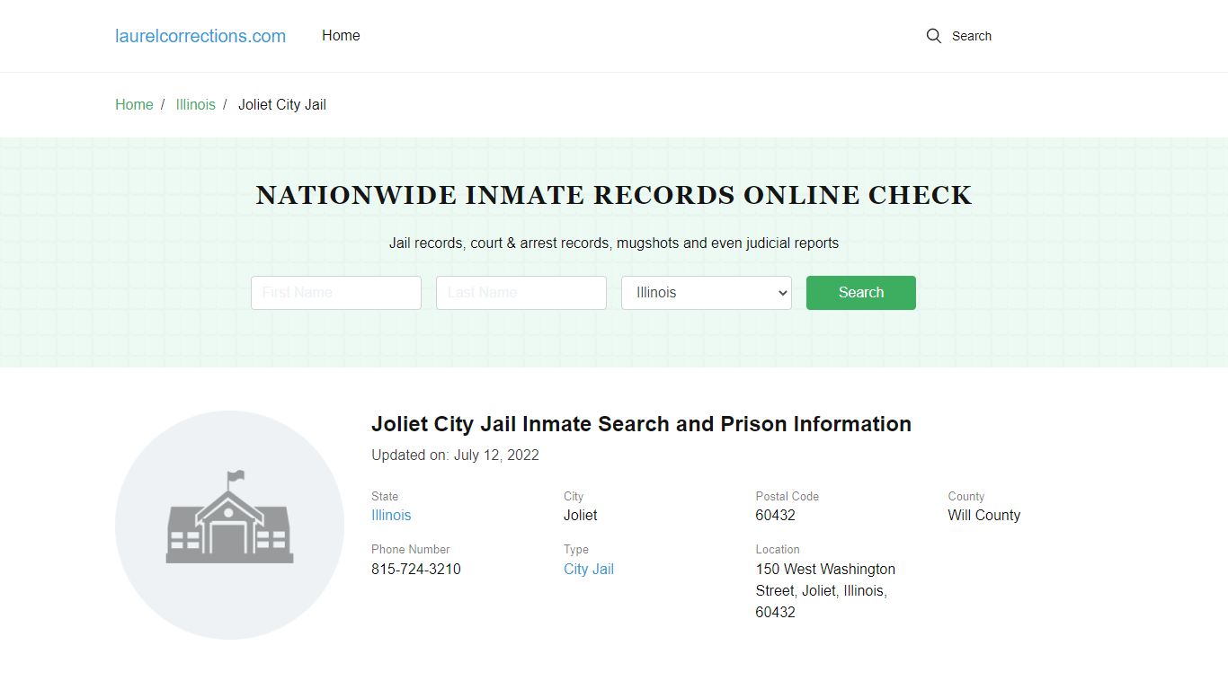 Joliet City Jail Inmate Search and Prison Information - Laurel County